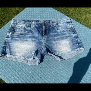 Buckle Black Denim shorts Size 29 like new